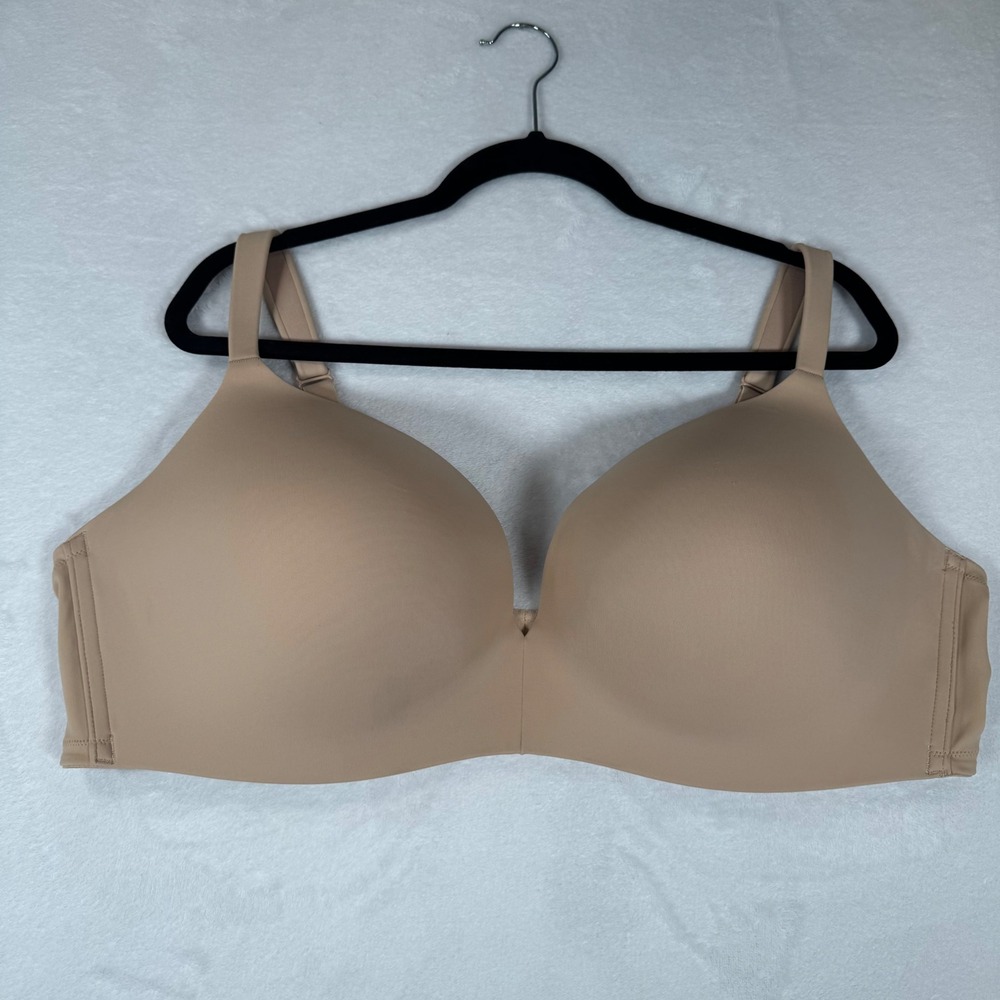 Cacique Simply Wire Free Plunge Bra Women 46DD Beige Wireless Good 1094485-5648 - Picture 2 of 8